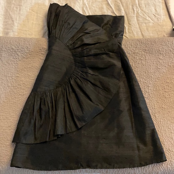 meg Dresses & Skirts - Black Raw Silk Strapless dress